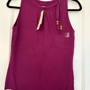 NEW Ann Taylor LOFT Petites MP Beaded Bow Knit Sleeveless  magenta pink  Top